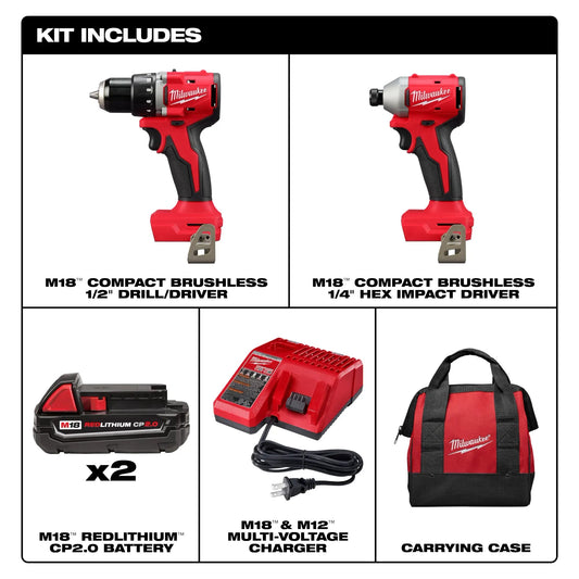 Milwaukee M18 Compact 2-Tool Combo Kit Milwaukee Tools